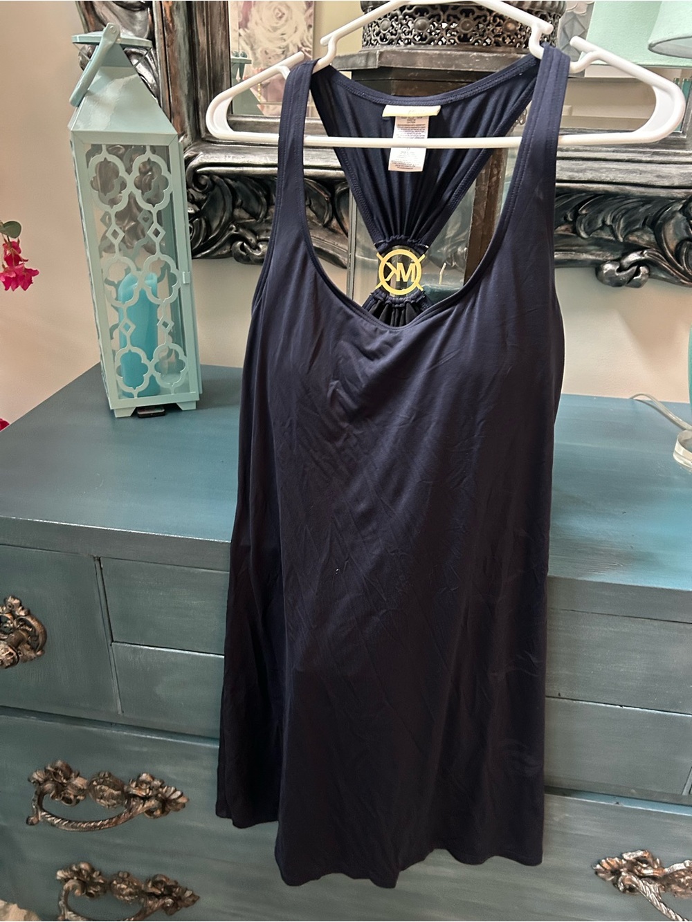 Michael Kors Navy Racerback Swim Cover Up Midi Dress converts to Casual Wear Med - Picture 9 of 13